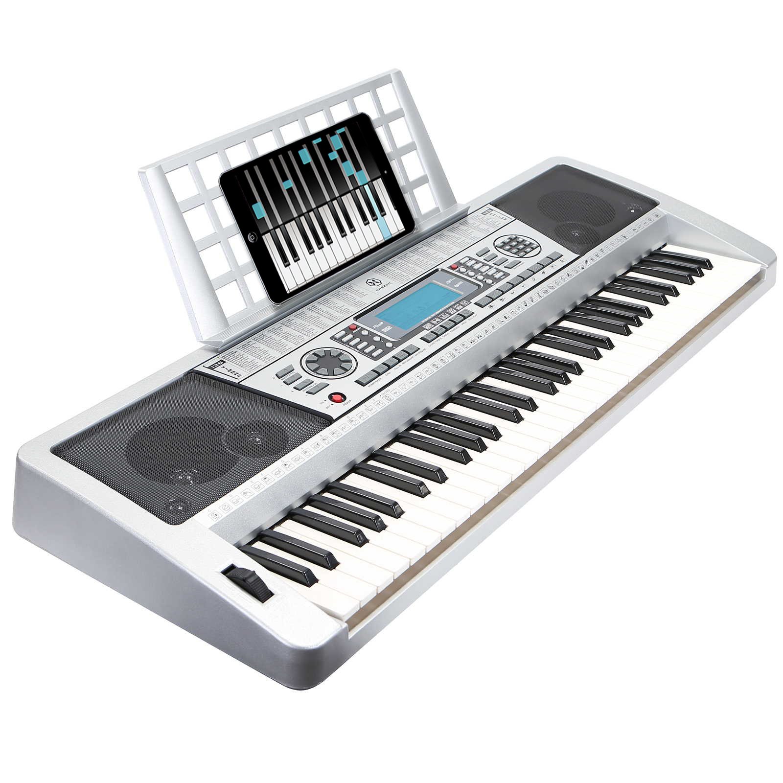 Hamzer 61-Key Digital Music Piano Keyboard - Portable Electronic Musical Instrument - MIDI Output & Touch Sensitive Keys