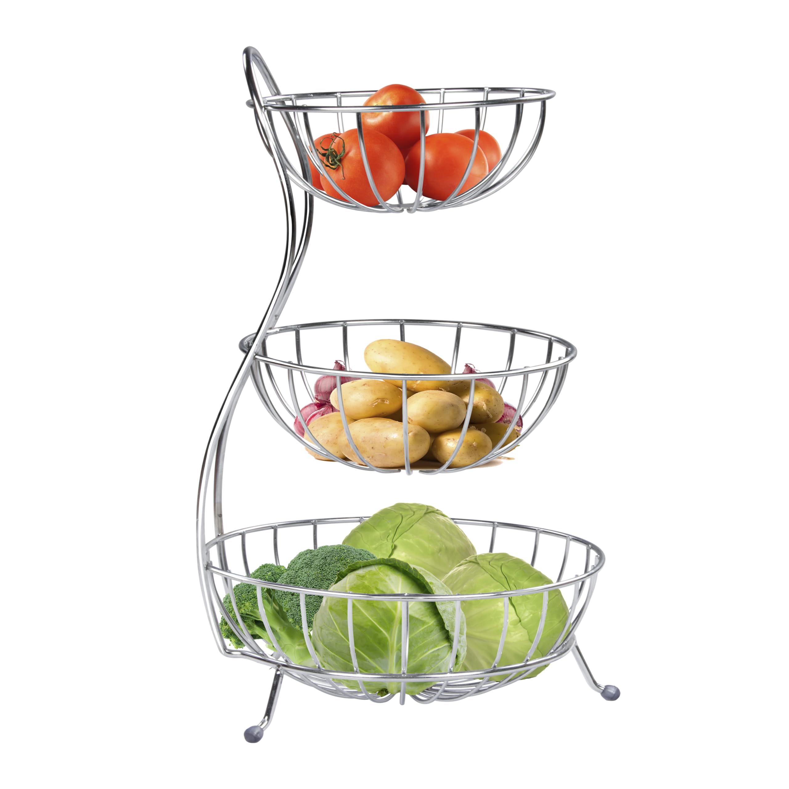 Planet Elegant High Grade Stainless Steel 3-Tier Fruit & Vegetable Basket for Dining Table/Kitchen-Big Size(Chrome) (B0CQT3R158) Amazon Price History, Amazon Price Tracker