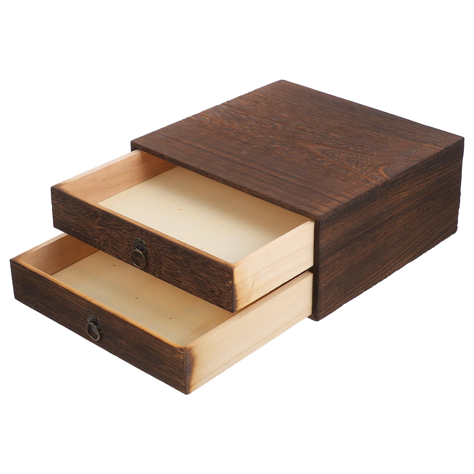 Boîte en bois massif vintage à tiroirs pour libérer l'espace du bureau