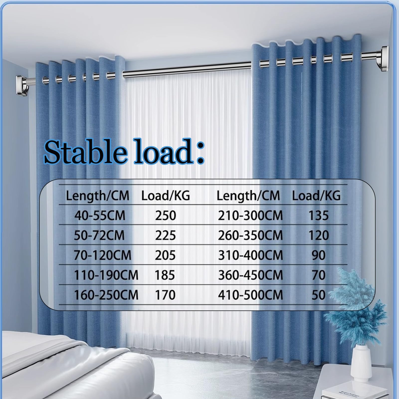 Regolabile Teon ain Rod 70120CM Antiscivolo Teles per Bagno Armadio Finestra Facile Installat Senza Foratura Adatto 310500CM Spazi Nero h