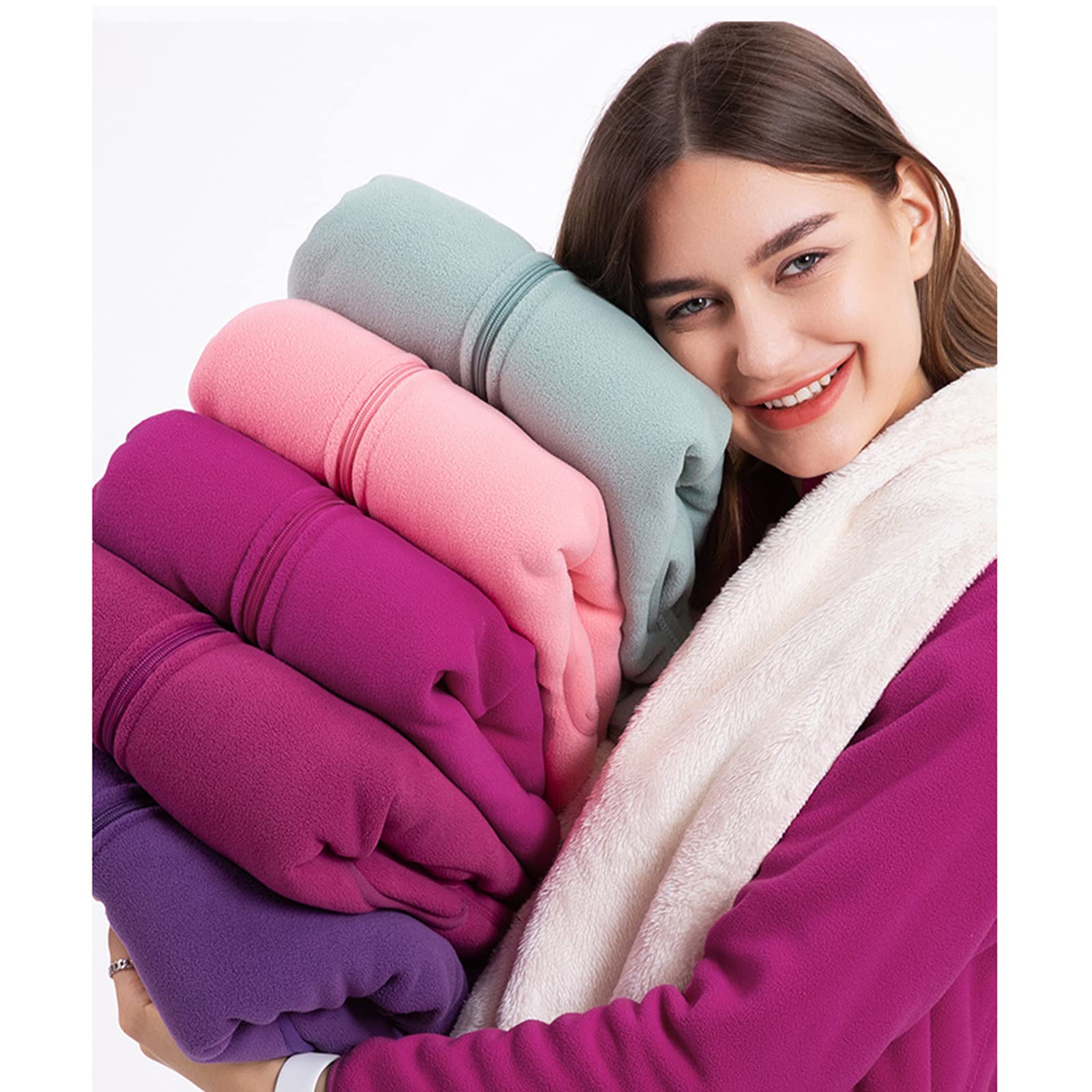 HB1 Abrigo de Invierno de Lana Polar a la Moda Chaqueta Gruesa Reversible Ropa Suave y Cálida a Prueba de Viento Cremallera Outwear
