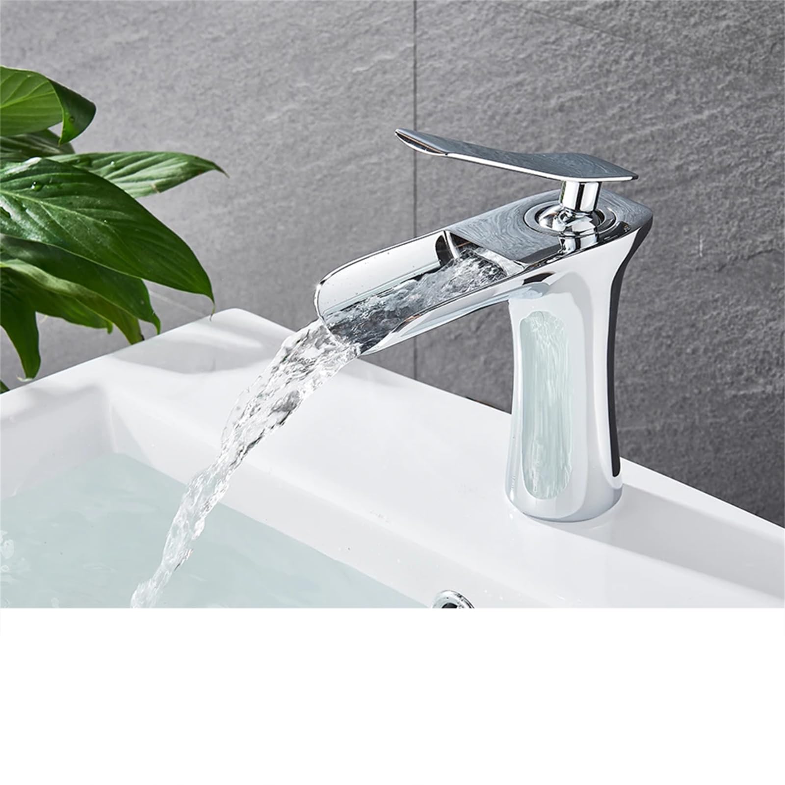 Mitigeur de lavabo cascade blanc et chrome pour eau chaude et froide