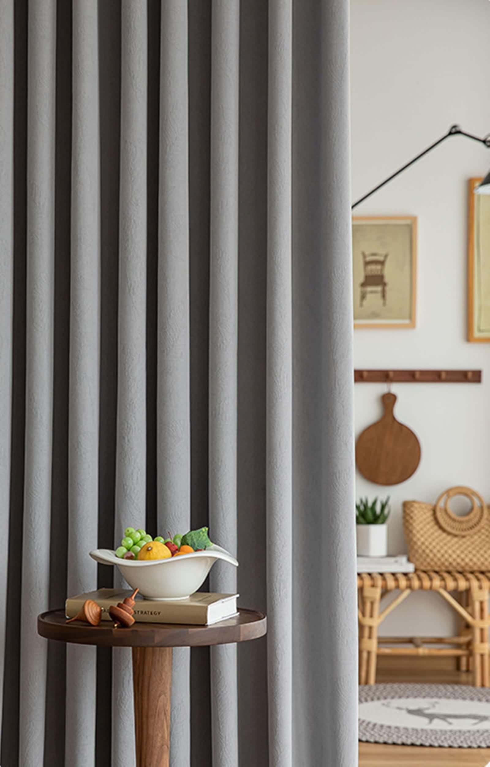 Rideau Occultant Fenetre Chambre, Rideau Fenetre Gris Chenille Couleur Unie 2 Pièces LxH 137x274cm