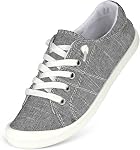 Hxlber Canvas Sneakers for Women Low Top Round Toe Flat Loafers Memory Foam Footbed Comfortable Slip on Fashion Sneakers for Walking
