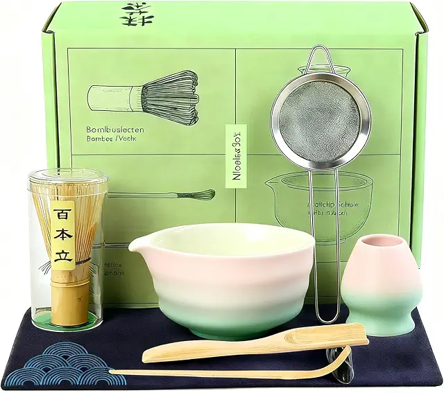 Matcha Set - 8-Piece Traditional Japanese Tea Ceremony Kit with Bowl, Whisk & Accessories