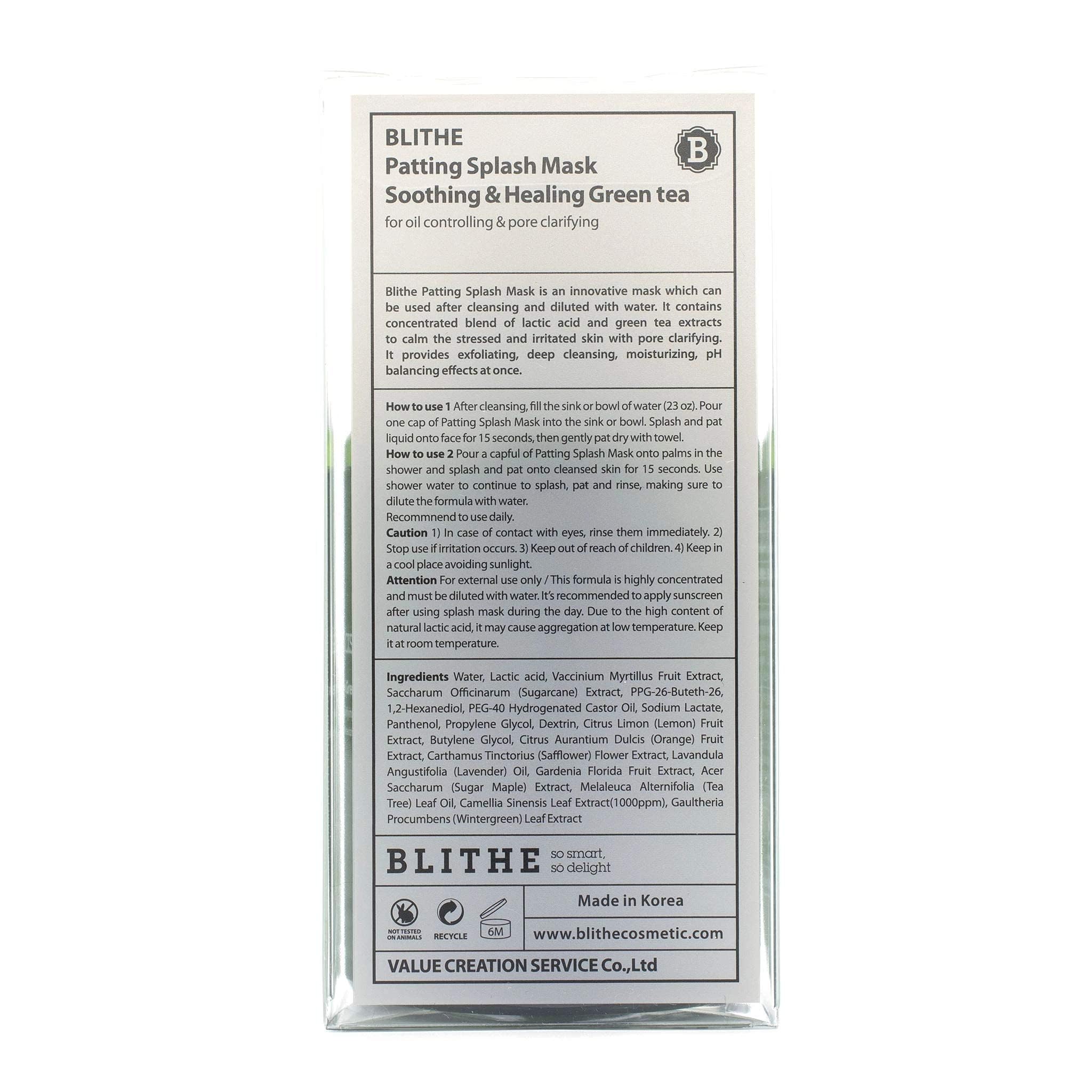 Blithe Patting Splash Mask Green Tea Mask 15 sekund 1 szt. 150 ml