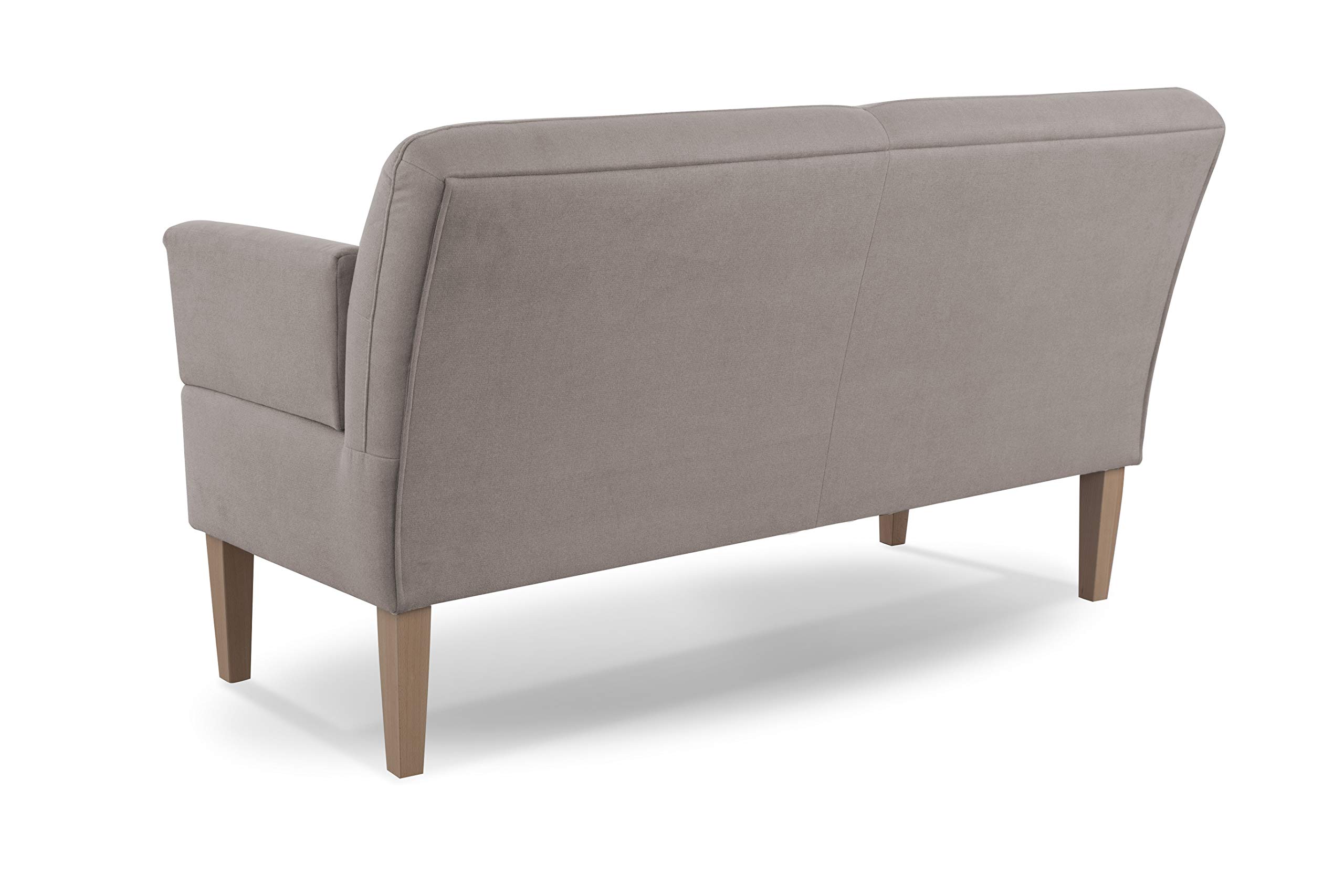 CAVADORE 2,5-Sitzer Küchensofa Kira / Sitzbank für Küche, Esszimmer oder Wohnküche inkl. Armteilverstellung / Leichte Fleckenentfernung dank Soft Clean / 168 x 94 x 81 / Flachgewebe: Hellgrau