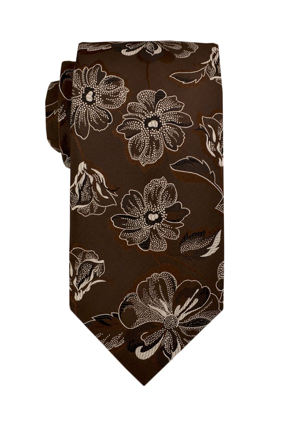 Remo Sartori Made in Italy Men's Floral Pattern Necktie, 3.34'' Width,100% Silk (Brown)