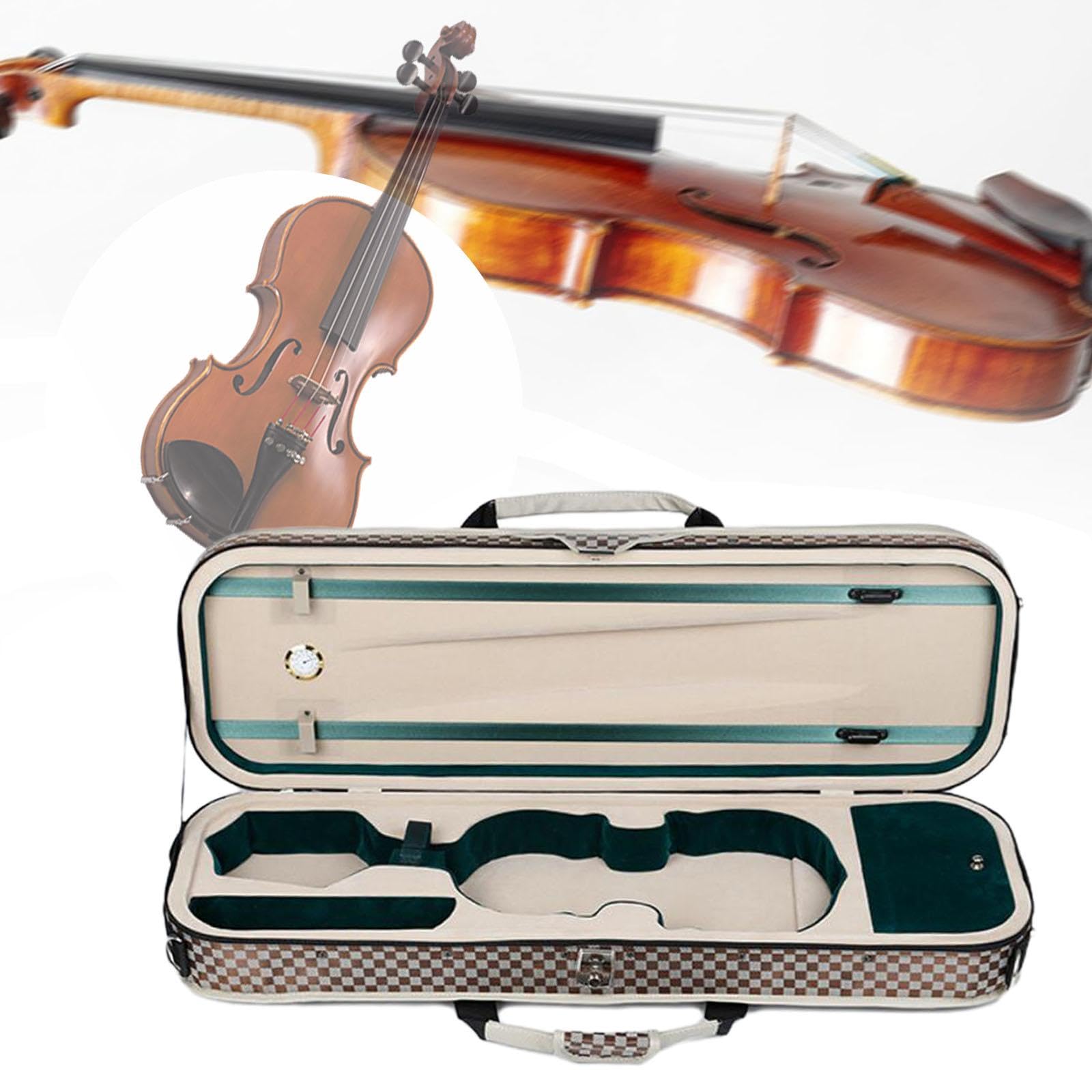 Custodia rigida per violino Custodia rigida per violino Custodia per strumenti musicali portatile per principianti, griglie bianche