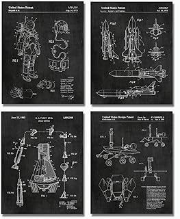 Outer Space Room Decor Patent (8x10 inches) Set of 4 - Wall Art Prints - Great Astronomy Gifts for Aerospace Lovers - Space Decorations - Science Decor - NASA SpaceX