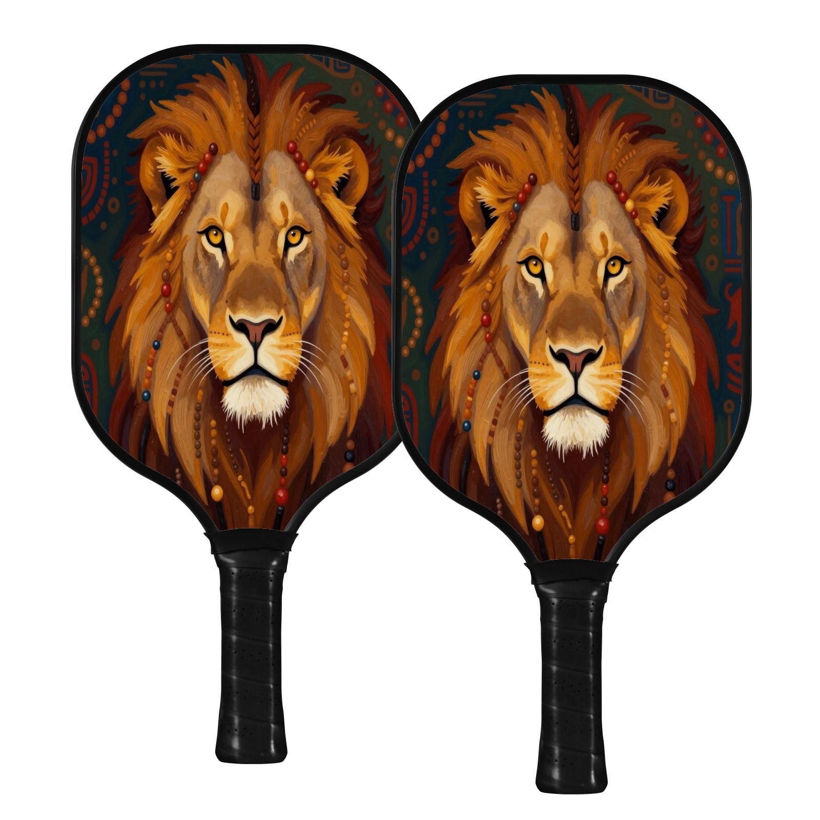 Leone con dreadlocks Stampa artistica a basse vibrazioni Carbon Pickleball