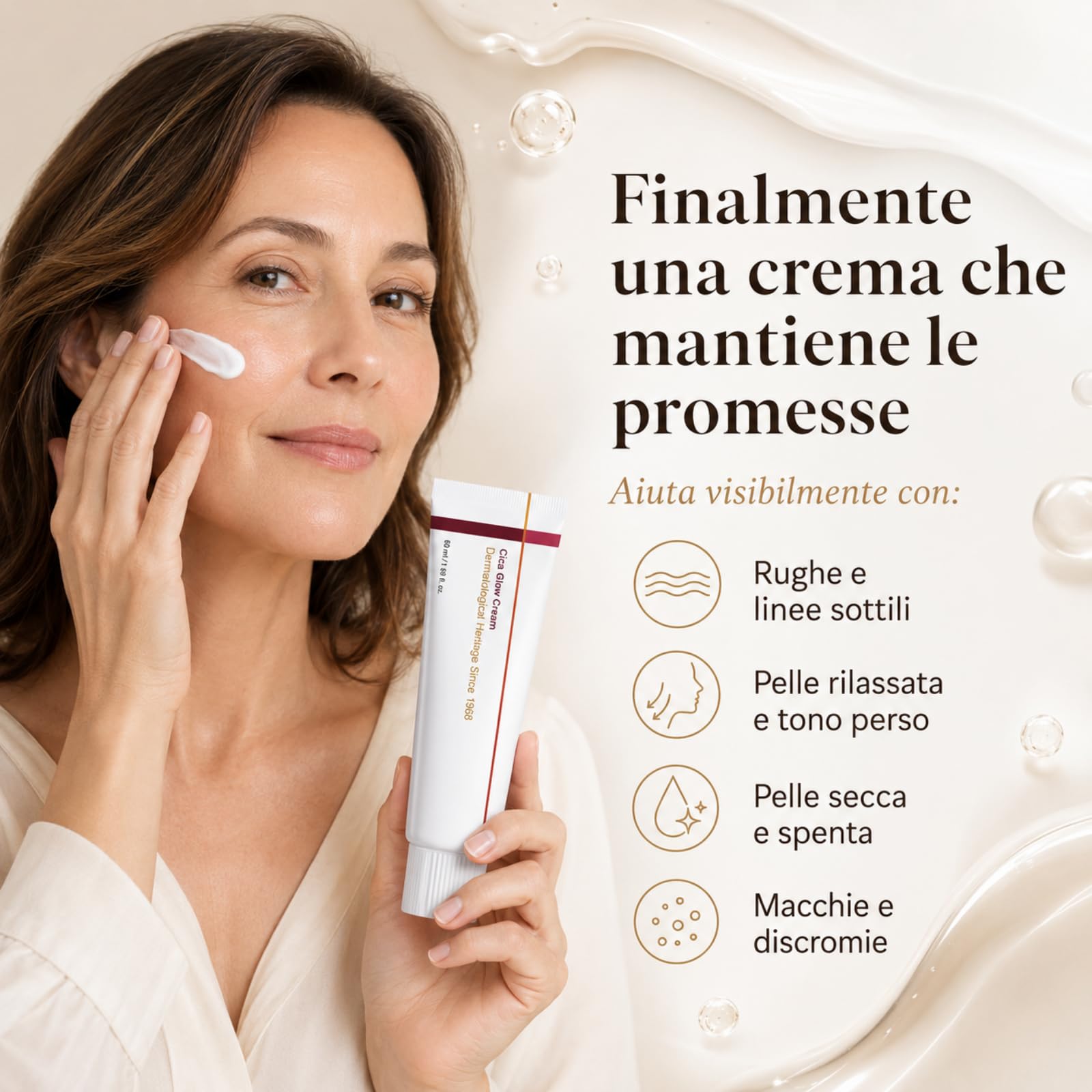 Kora Glow Crema KoraGlow Cica Glow Cream Crema Viso Anti Age Con Collagene E Ceramidi Per Pelle Compattta Idratata E Radiosa Per Routine Giornaliera (1 PCS)