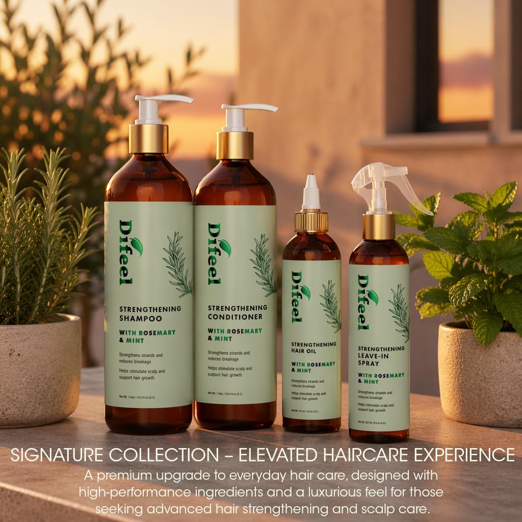 Difeel Signature Rosemary & Mint Leave‑In Conditioning Spray 8 oz. -Premium Strengthening Treatment, Scalp Stimulating, Reduces Breakage, Lightweight Formula for Dry, Damaged, Thinning or Normal Hair