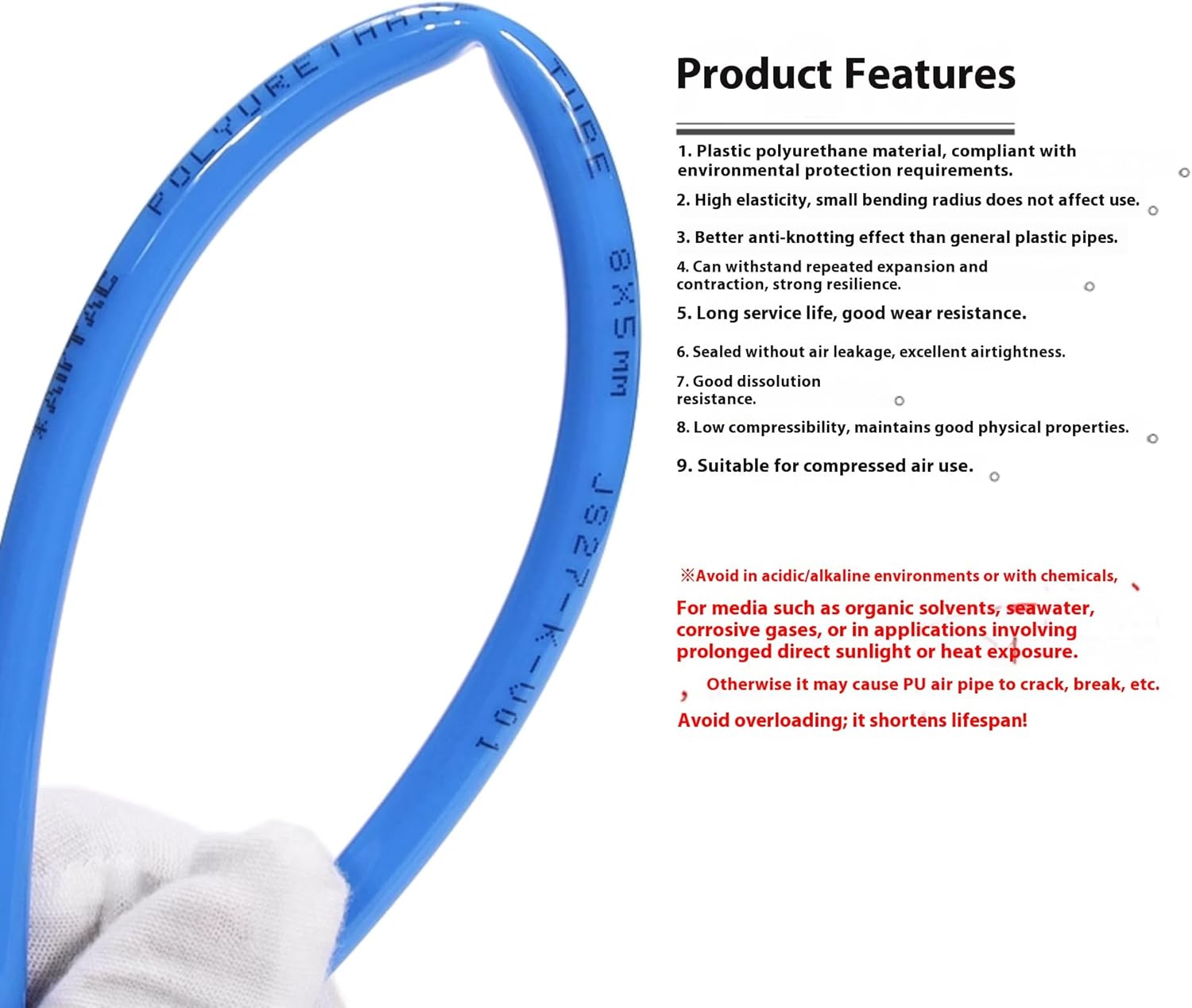 Pneumatic Tubing Air Line Pu Hose 10mm OD 6.5mm ID 100 Meters（328.08ft）Clarity AirTac US98A100065100MC