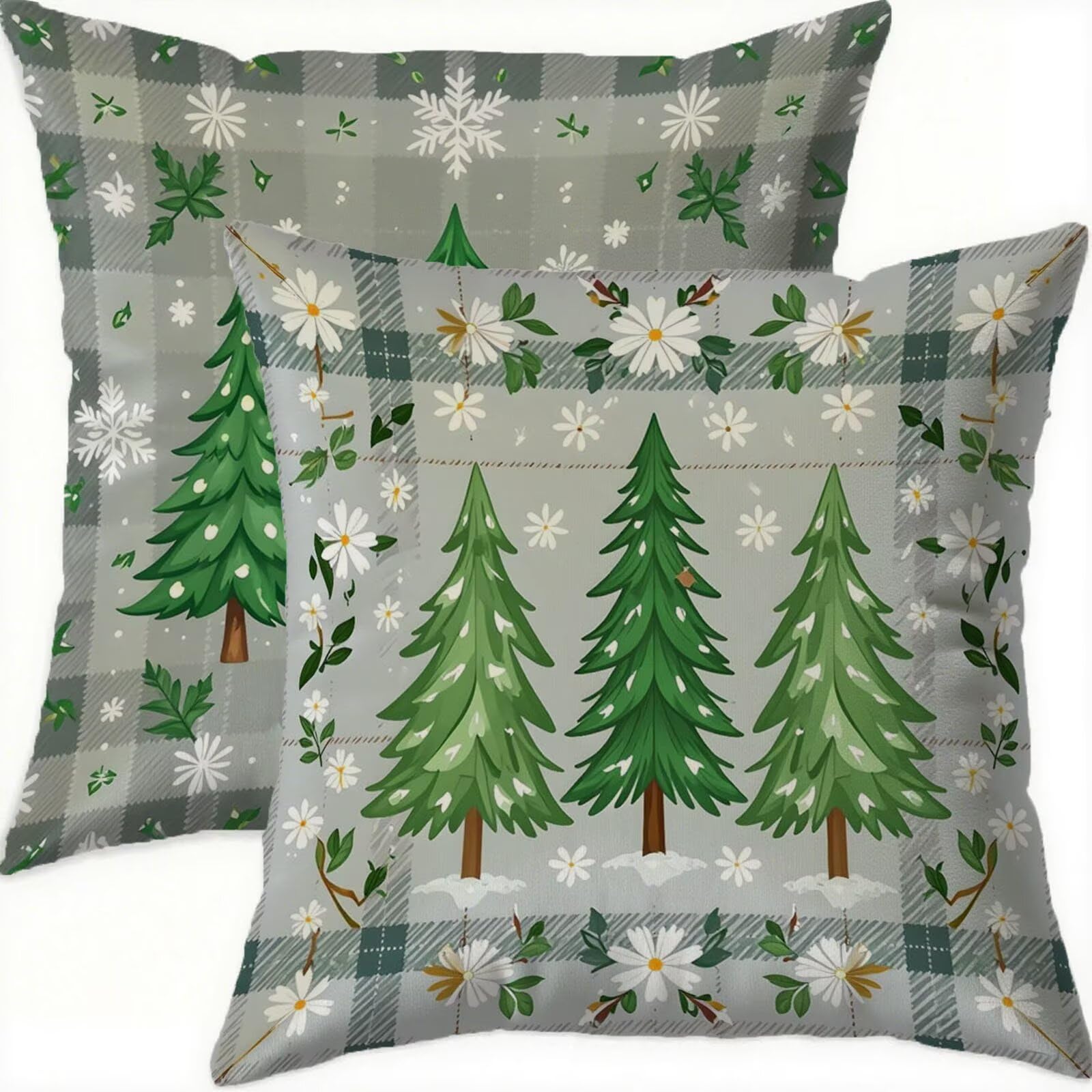 Housse coussin 70x70cm Noël en velours vert pour sublimer votre canapé de salon
