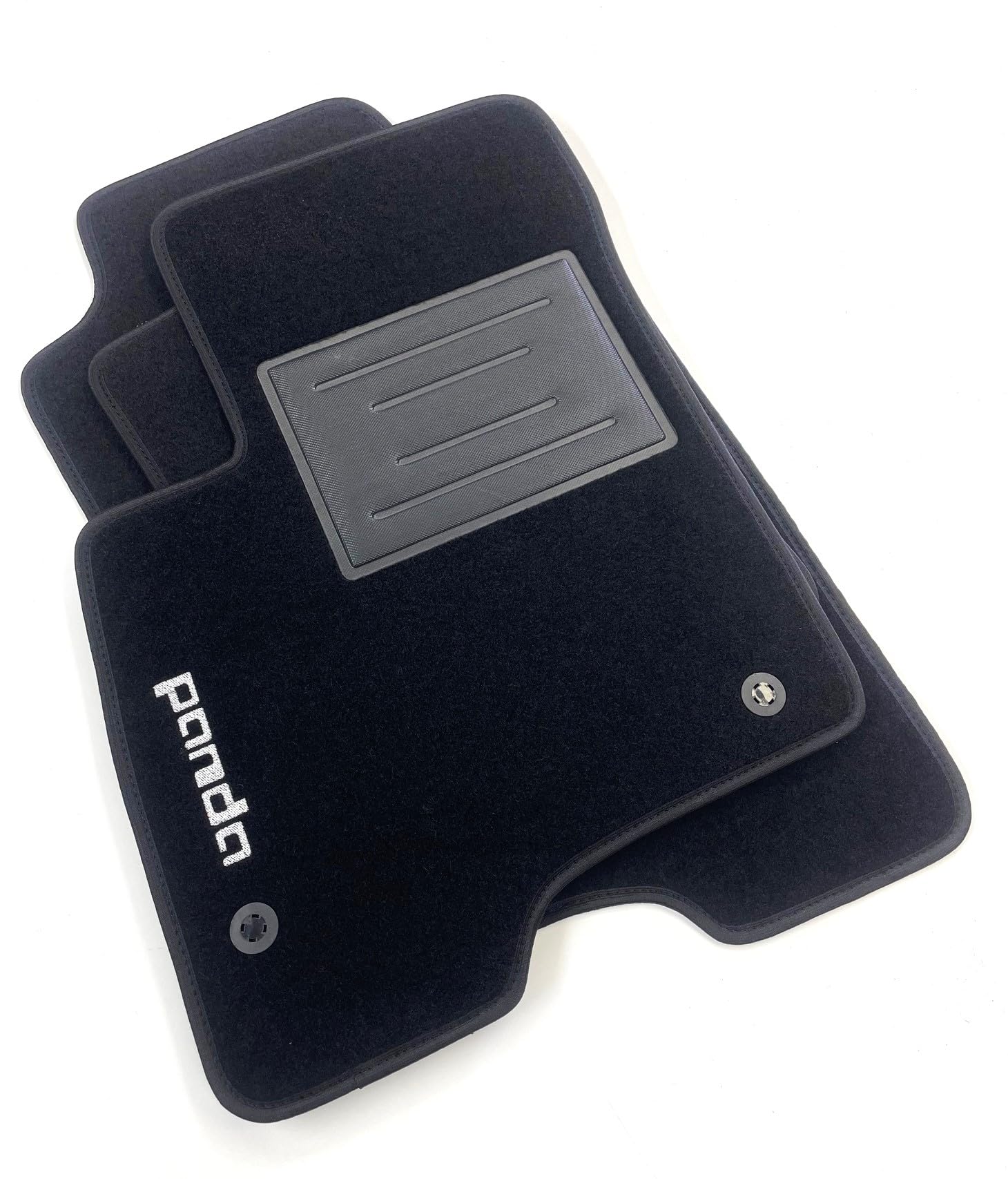 ASC Tappetini Auto in Moquette Nera Compatibili con FIAT PANDA 312 III Serie dal 2012 al 2019 con Bordo Antiscivolo Battitacco in Gomma 1 Logo