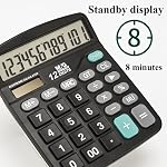M&G Desk Calculator 12 Digit Office Calculators with Large LCD Display, Dual Solar Power and Battery, Recessed Big Button Calculator for Office Home (Black)
