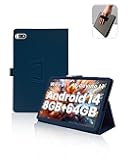 Case for TPZ t10b Android 14 Tablet 10 Inches 2024 New,Leather Slim Folding Stand Cover with Hand Strap Magnet for Men Women Full Protection,Dark Blue.