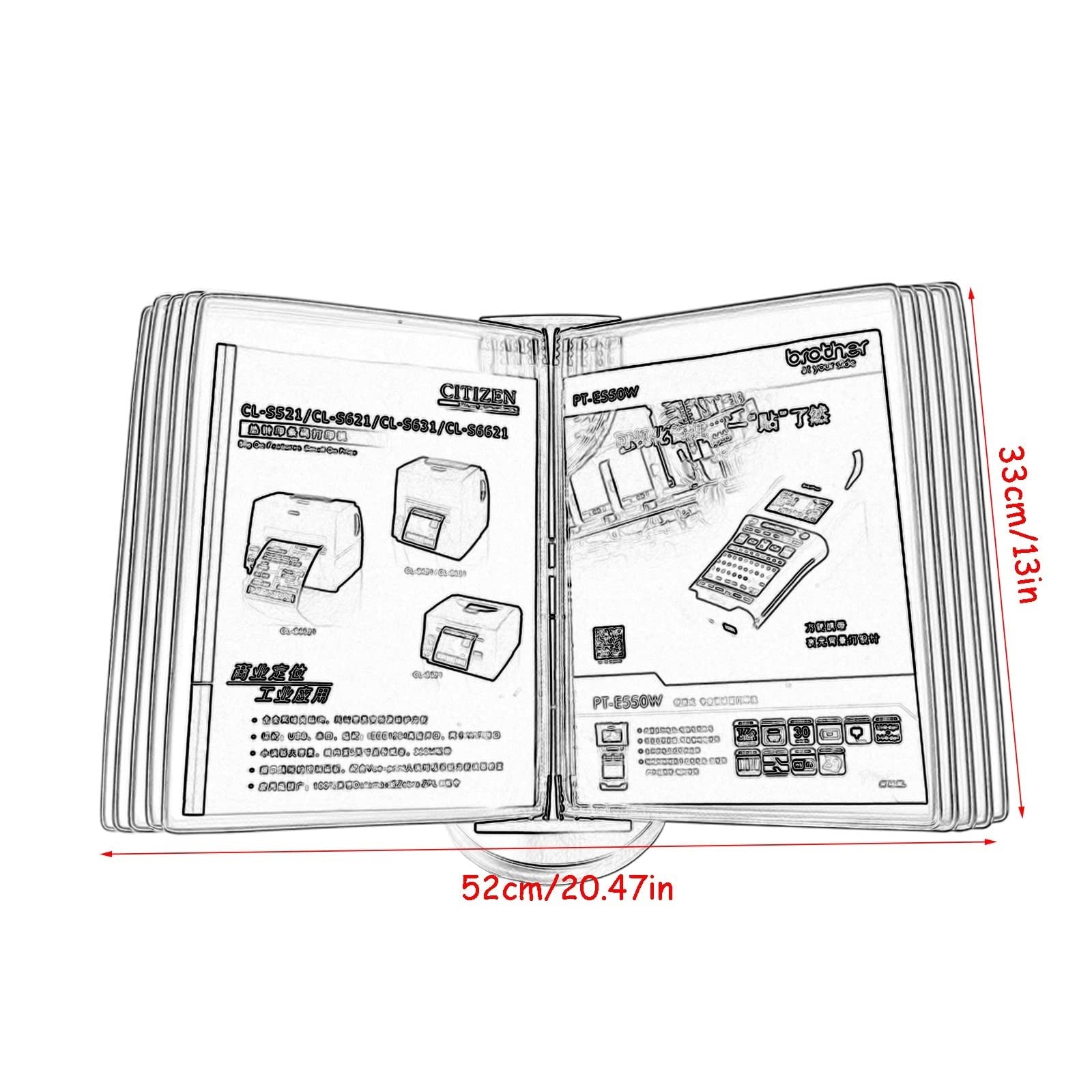 Organizer referencyjny na biurko - Folder z klapką na biurko, 10 kieszeni ekspozycyjnych Deluxe Catalog Display, system referencyjny i ekspozycyjny na biurko, pojemność 20 arkuszy (kolor: niebieski)