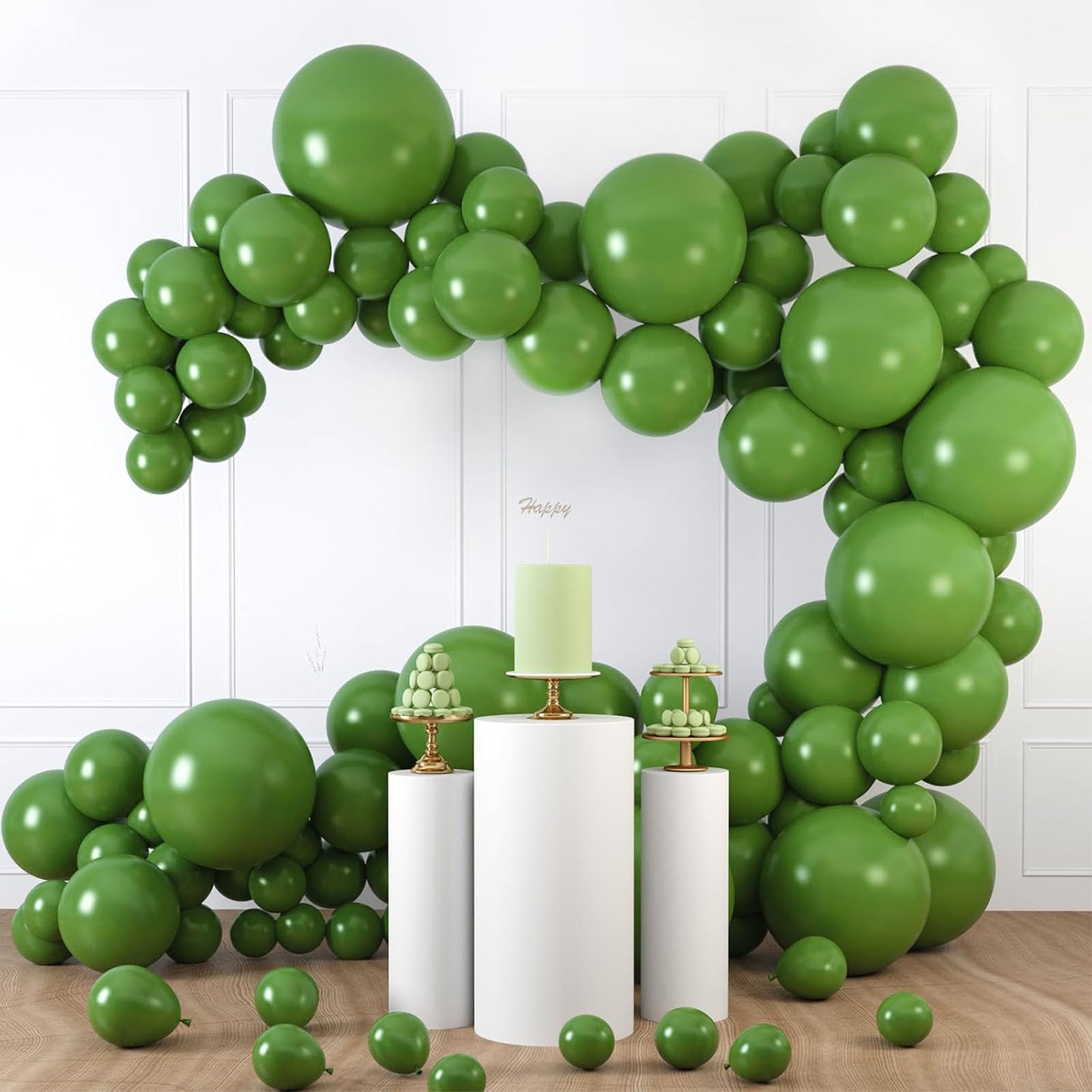 LovesTown 150PCS Dark Green Balloons, Different Size Balloon Garland Arch Kit Latex Green Party Balloons for Birthday Wedding Decoration