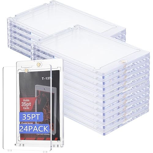 24 Pack Baseball Cards Protectors Hard Plastic for Collectible Sports Cards, 35pt Magnetic Card Holder for Trading Cards, Acrylic Display Card Cases Fit 2.5x3.5in