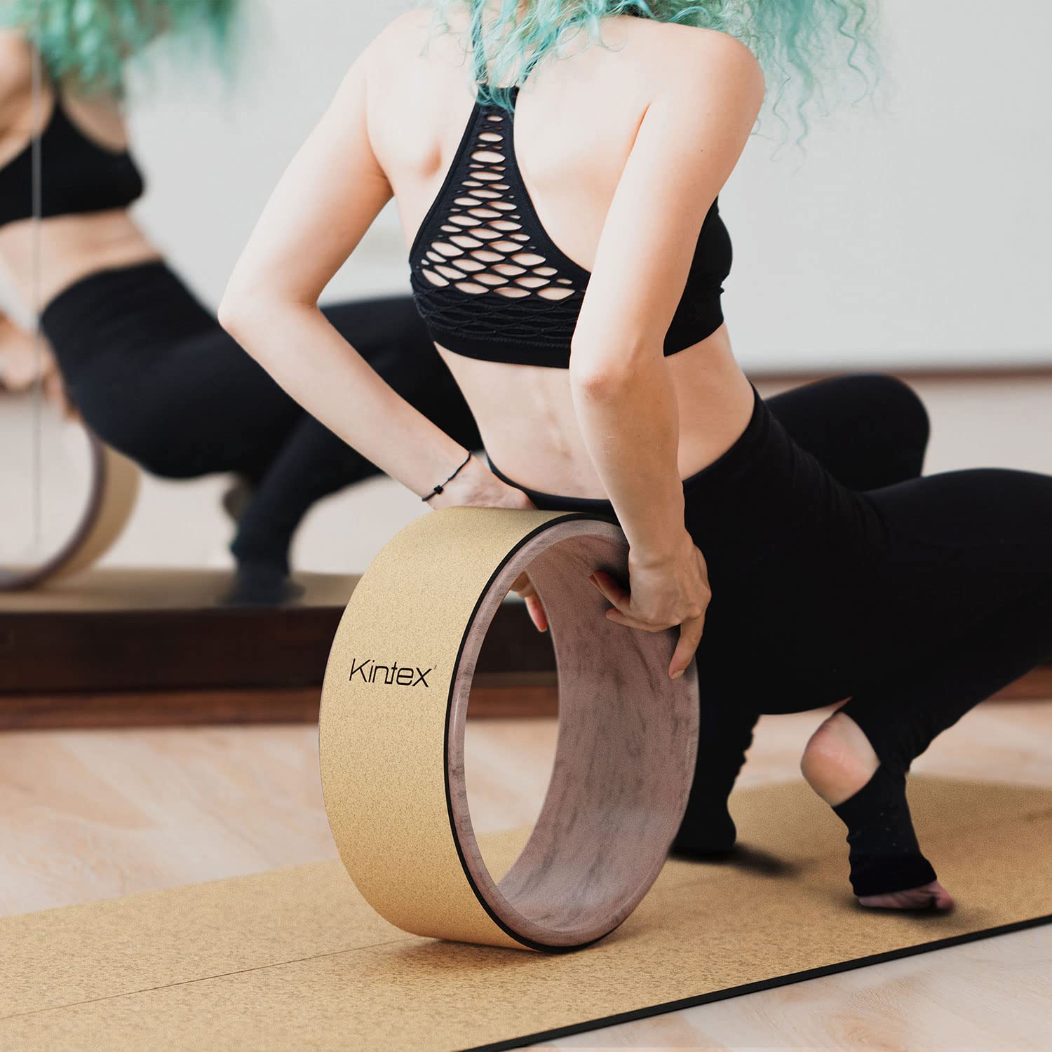 Kintex Esterilla de Yoga de Corcho con Correa de Transporte, Esterilla de Gimnasia, Pilates, Fitness, Antideslizante y Flexible, 6 mm Grosor
