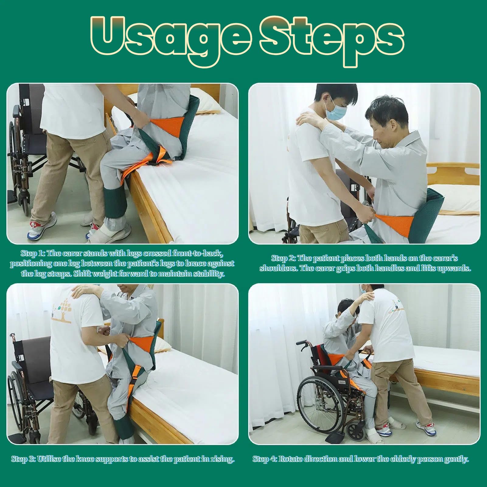 Transfer Assist Gürtel für ältere und behinderte Menschen, Pflegebedarf für bettlägerige Patienten, Kissenhebegürtel für sicheren Stand Up Support