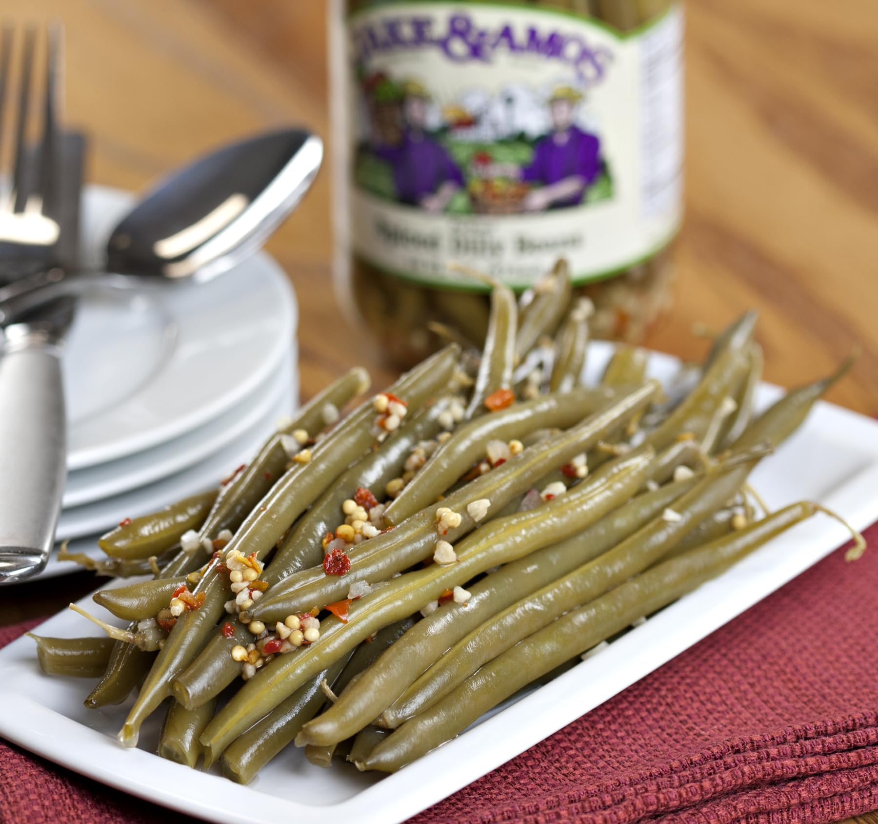 Jake & Amos Pickled Spiced Dilly Beans, 16 Oz. Jar (Pack of 2)