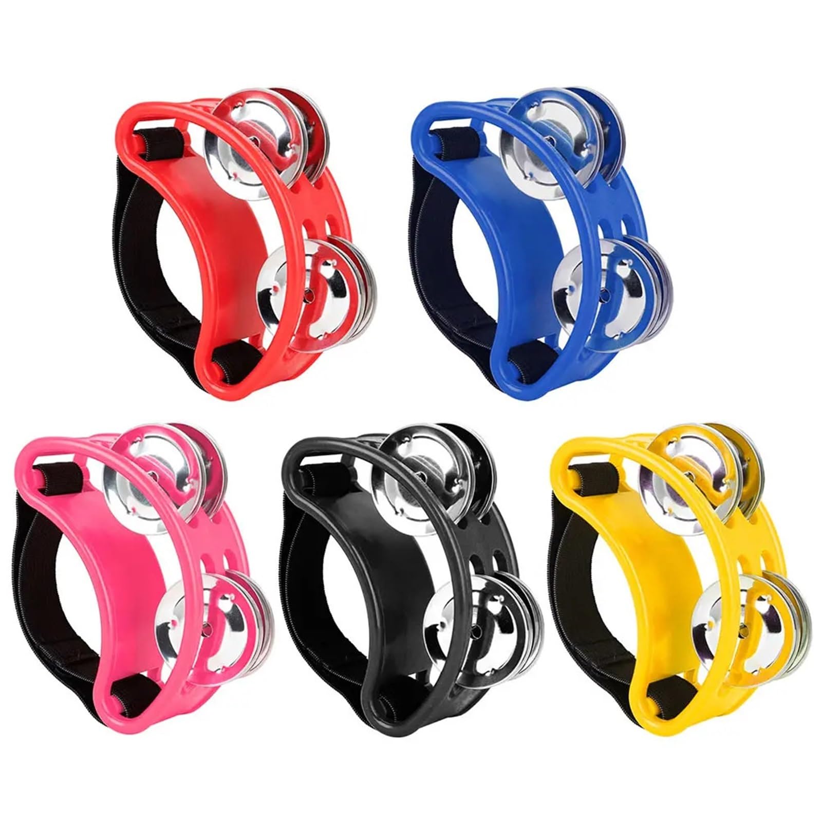 2 unidades de campanas pedal, instrumentos musicales percusión pie, panderetas únicas for adultos, acero inoxidable, for niños para Acompañamiento(Red)