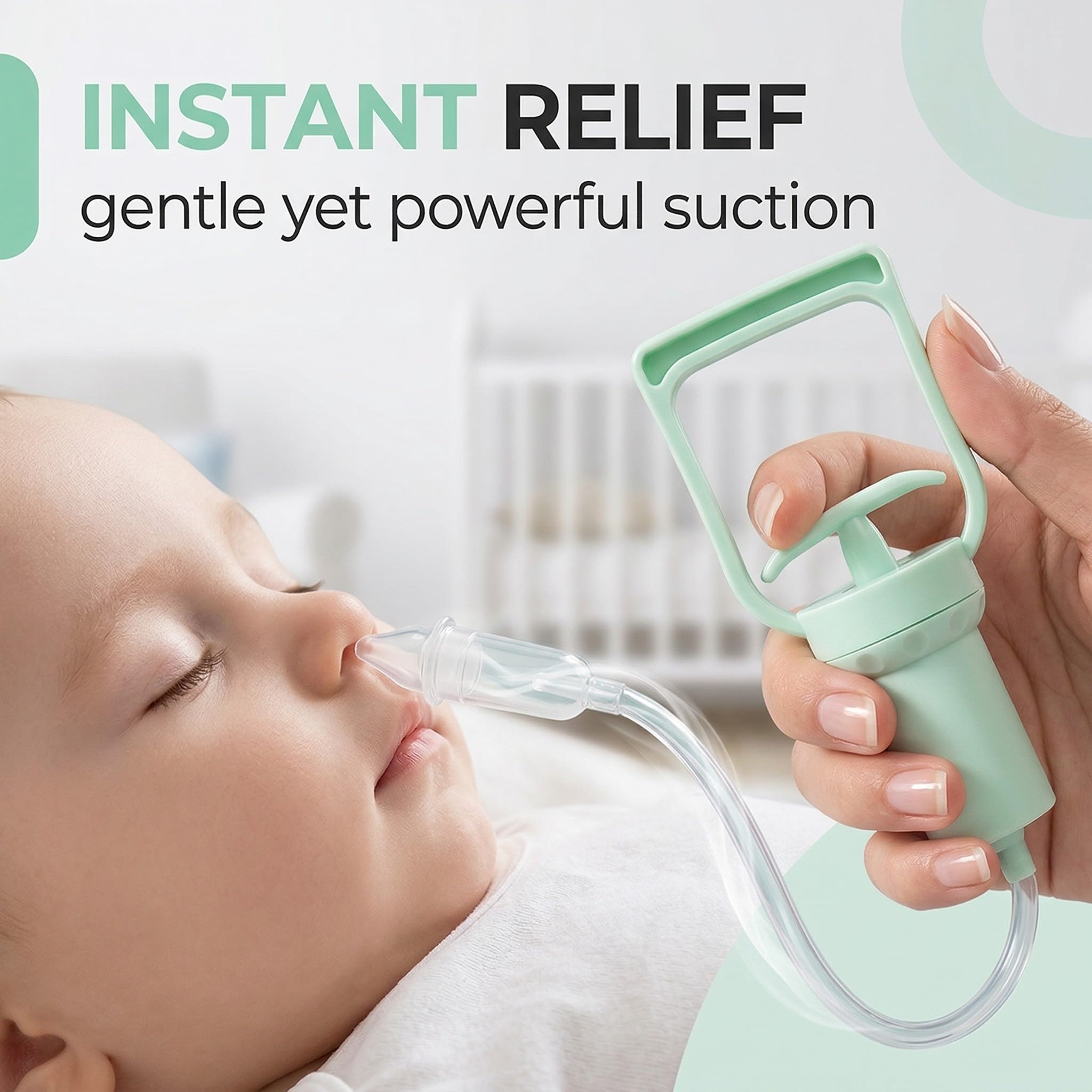 1 pieza aspirador nasal para bebés, manual, portátil, gran potencia de succión, para la congestión delicada con cómoda bomba manual, para niños y adultos — view 4