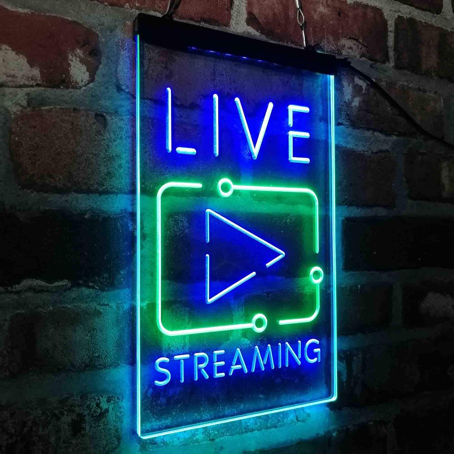 ADVPRO Live Streaming TV Film Dual Color LED Neon Sign Green & Blue 8 x 12 Inches st6s23-i4090-gb