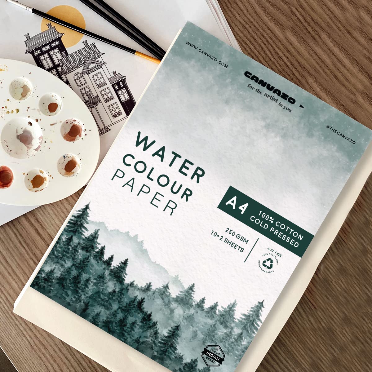Canvazo Watercolor Paper A4 250 GSM, Cold-Pressed, Acid-Free, Handmade Water Colour Papers for Watercolour, Acrylic, Gouache, Ink & Mixed Media, 10 + 2 Sheets Free (12 Sheets) (B0B71RV9T8) Amazon Price History, Amazon Price Tracker