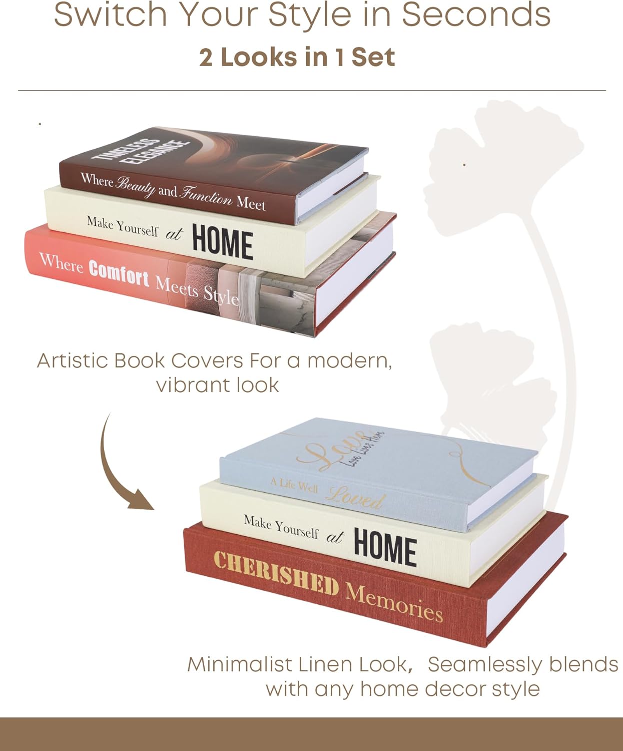 Decorative Books for Home Decor & Fake Books for Coffee Table Decor, Complete Aesthetic Set with 3 Faux Books for Decoration & Accents for Neutral Living Room Decoration & Bookshelf Decor