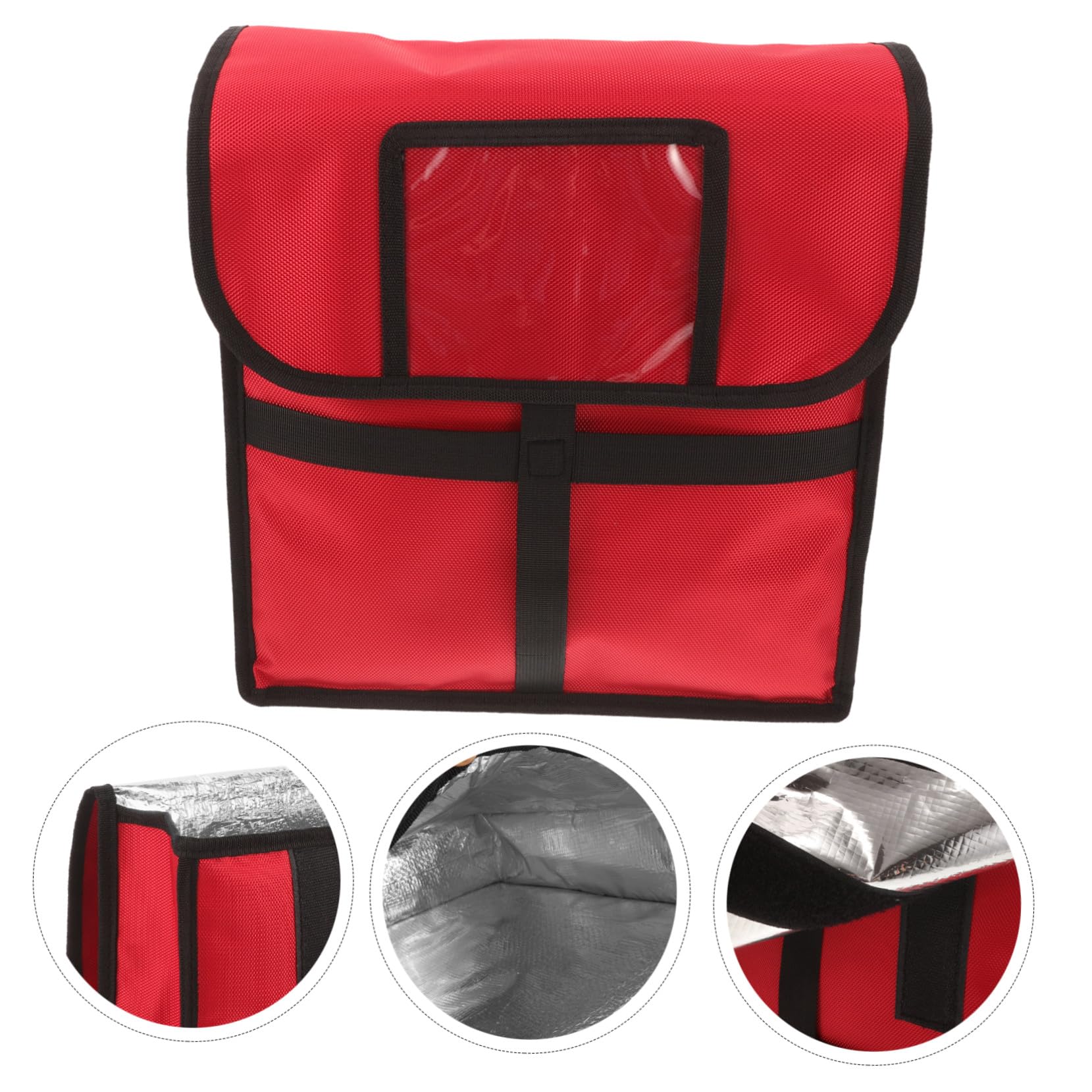 Sac à Pizza Grand Format Rouge Sac Chauffant pour Livraison Isolation Thermique Professionnelle avec Fermeture et Poignée Robuste Résistant à Humidité pour Restauration et Usage