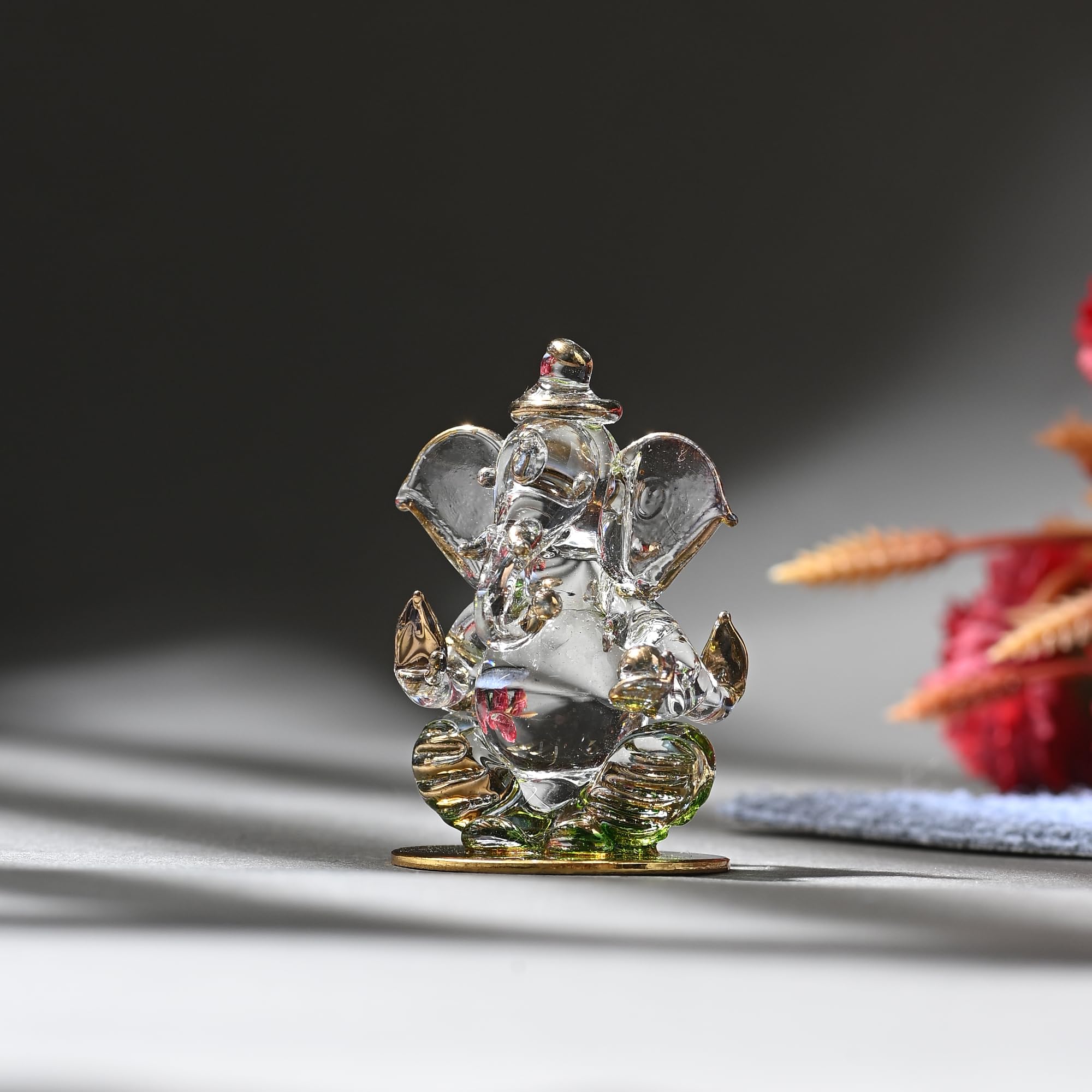 Somil Handmade Crystal Glass Ganesha Showpiece | High-Shine Ganesh Idol for Home Temple, Car Dashboard, Office & Study Table Décor | Clear HD Finish, Easy Clean | Perfect for Blessings & Gifting- C1-image-44