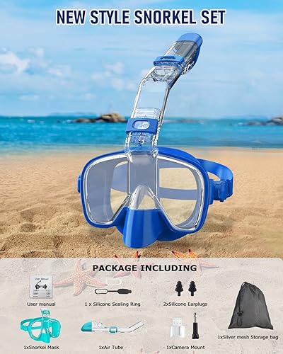 Miniatura 6 de W WSTOO Máscara de natación multifuncional que te permite respirar por la nariz, vista panorámica de 180 grados, antivaho antifugas con soporte de