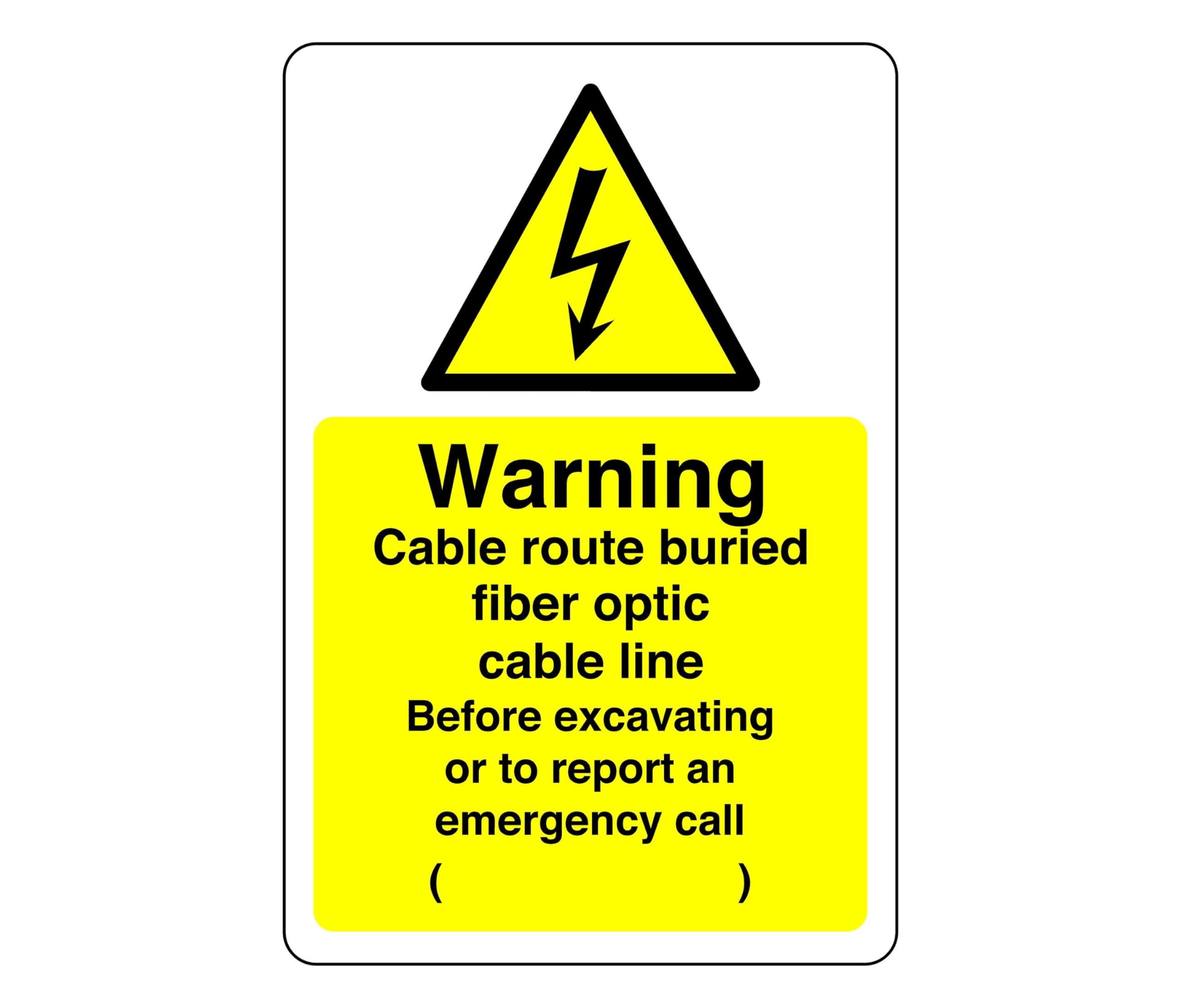 Safety First Display Ltd Yellow/Black Warning Cable Route Buried Fiber Sign - 1.2Mm Rigid Plastic For Indoor/Outdoor Usage (300Mm X 200Mm) Viewing Distance Within 7M.