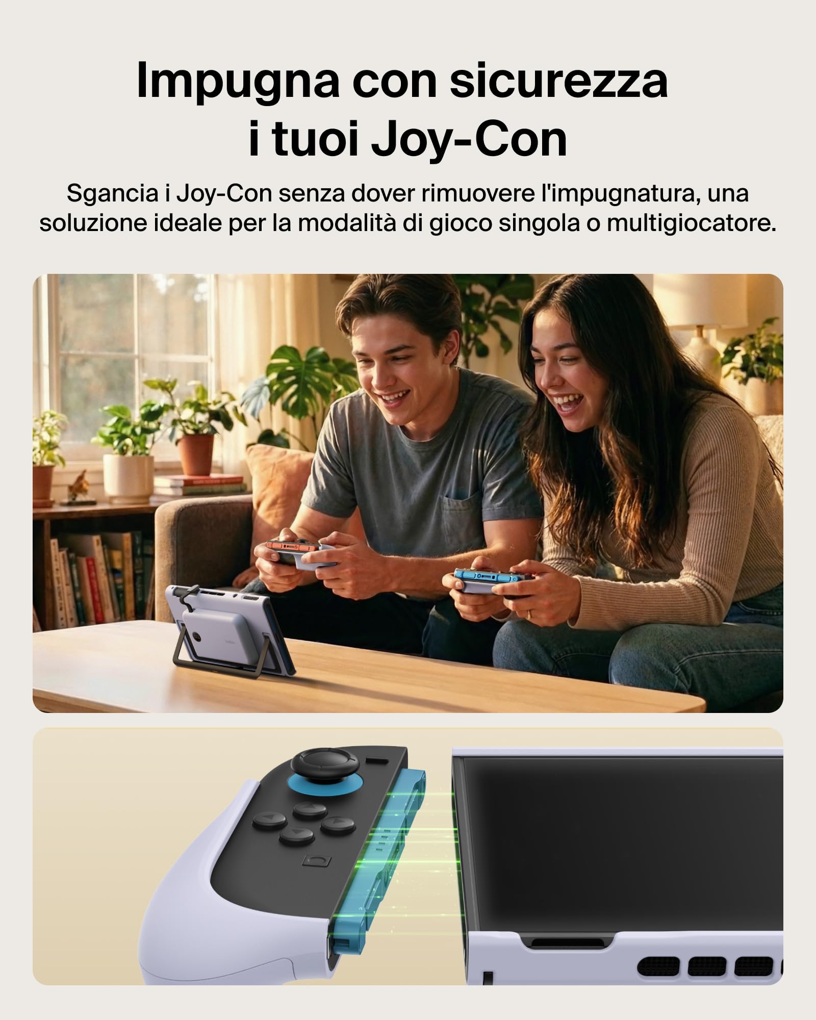 Belkin Gaming Impugnatura Ricarica Nintendo Switch 2, Power bank 10K, Viola | Caricatore Portatile 10000mAh, 30W, Caricatore Magnetico, Compatibilità Supporto, Maniglia Antiscivolo Ergonomica, Display