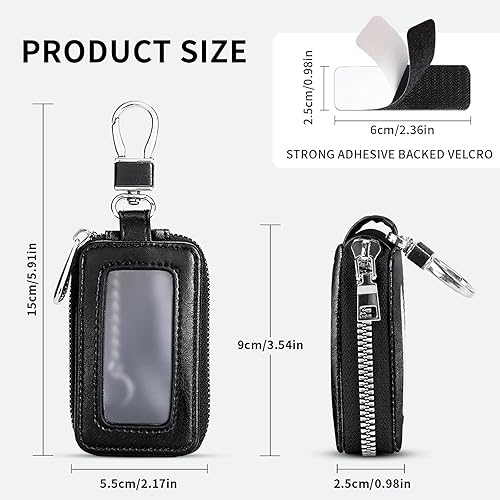 Miniatura 2 de vvag Funda de cuero genuino para llavero de coche de alta calidad, soporte para llavero remoto para automóvil, bolsa universal