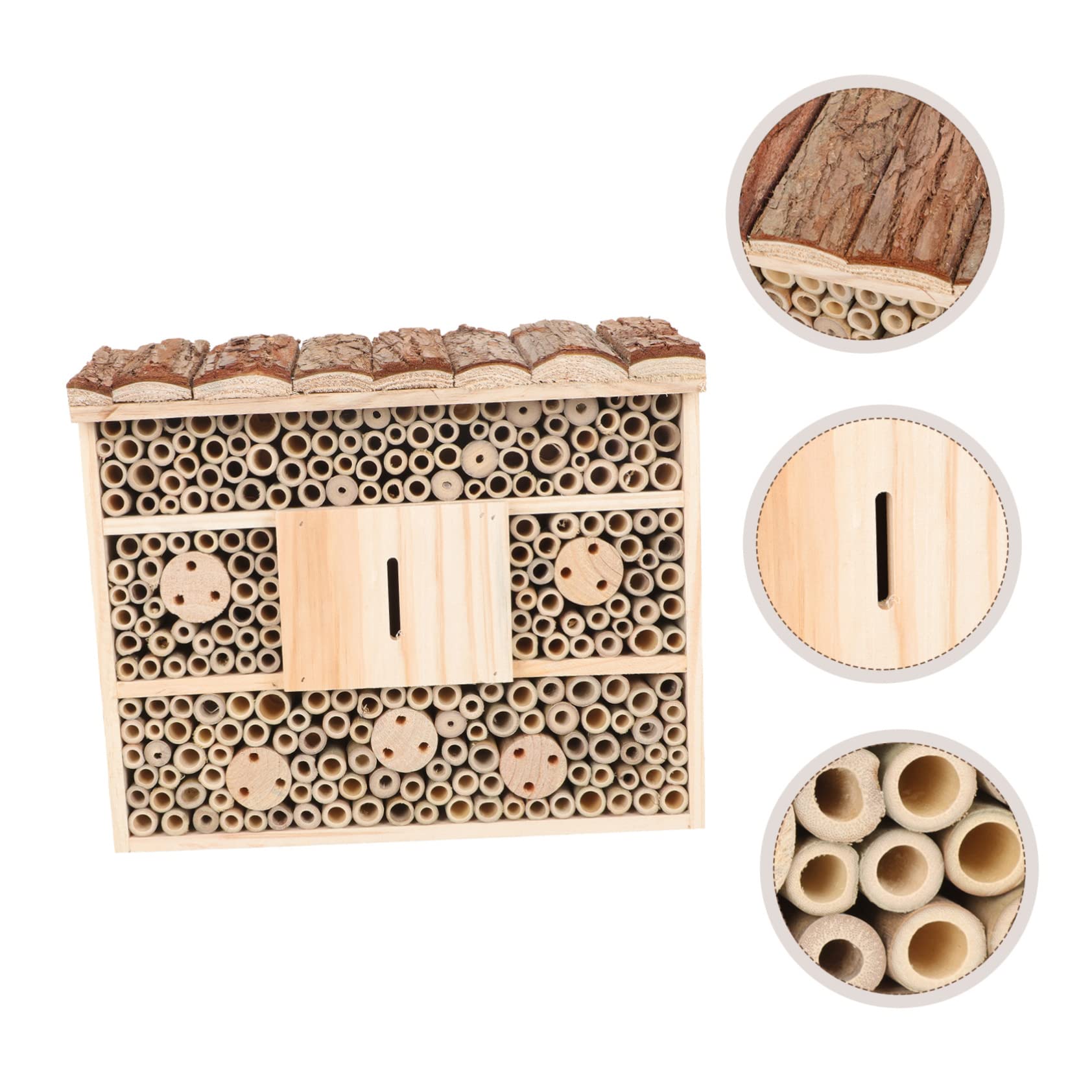 Casetta per Insetti in Legno Beige per Api e Dorifore, Casa di Legno da Giardino, Attira Insetti e Favorisce L’Ecosistema del Giardino
