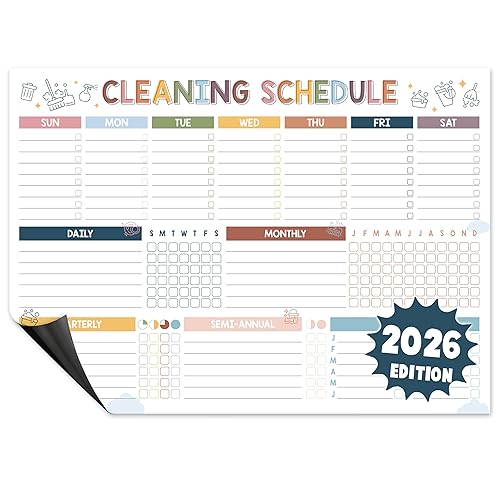 Magnetic Cleaning Schedule and Checklist Dry Erase Board - Reusable