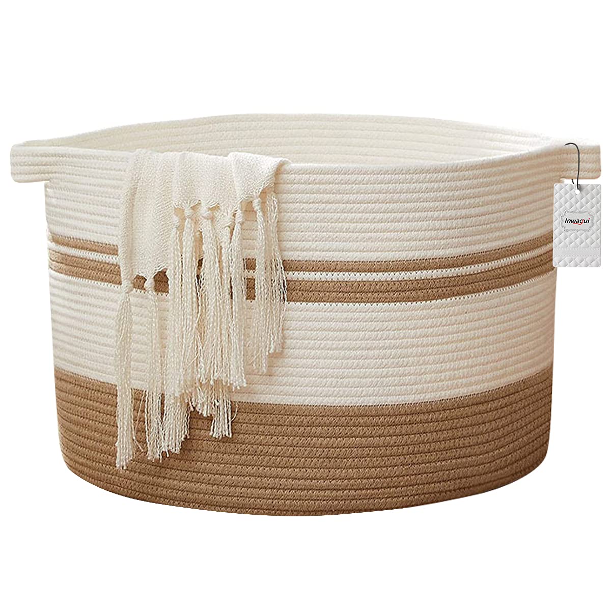 Panier de rangement kaki haut de gamme en coton naturel tressé pour chambre
