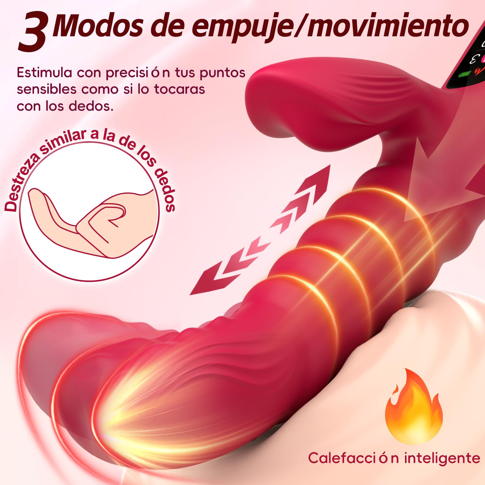 Vibrador con empuje para mujeres, YeeSexDo 4 EN 1 Estimulador del punto G y del clítoris con 10 modos, potente vibración oscilante y calentamiento inteligente, vibrador con LED