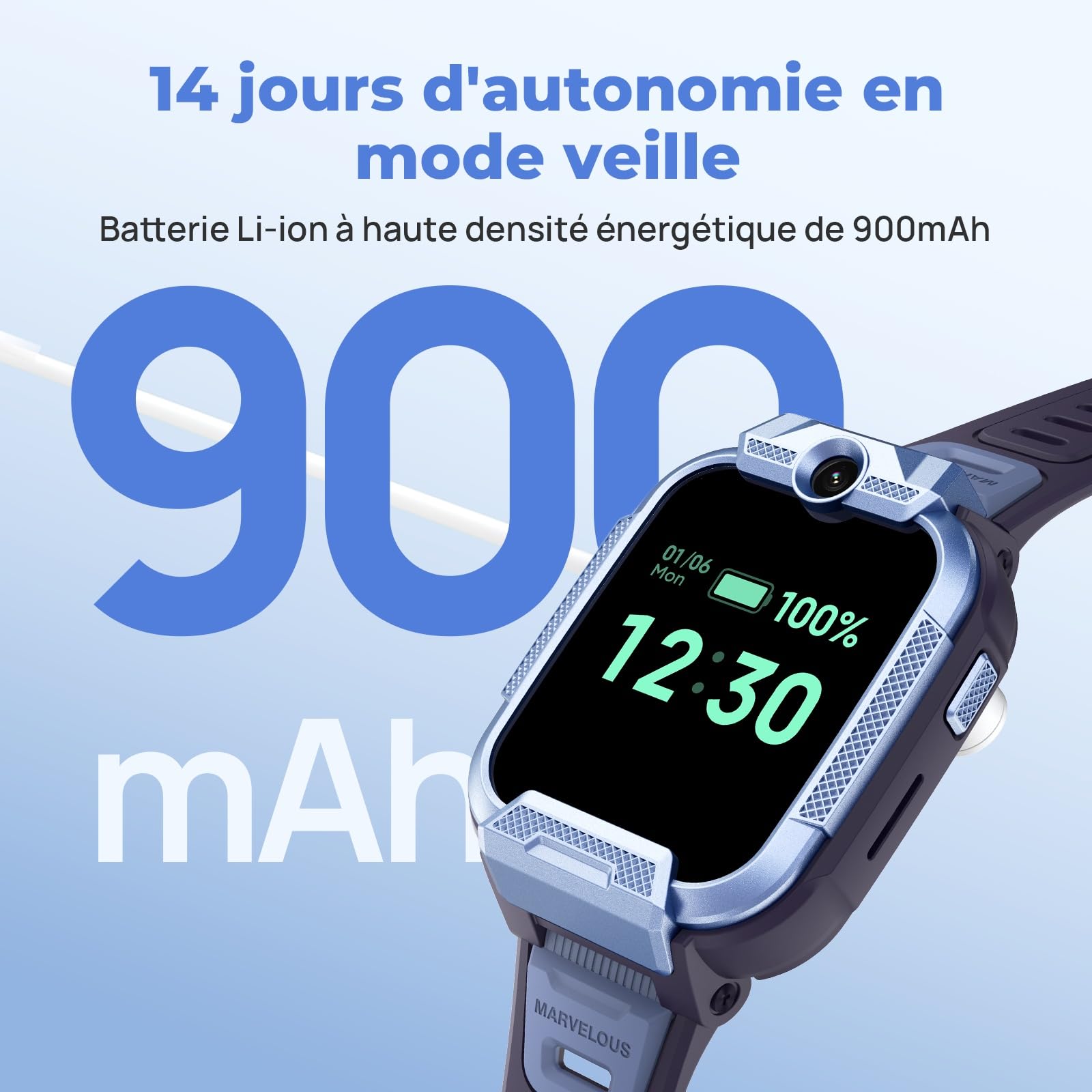 Mibro Kids Watch Phone Z5 Montre Connectée Enfant 4G Double Caméra 2MP, Localisation GPS 7-en-1, Alerte SOS, Autonomie 5 Jours - Idéal Sécurité et Communication, Bleu