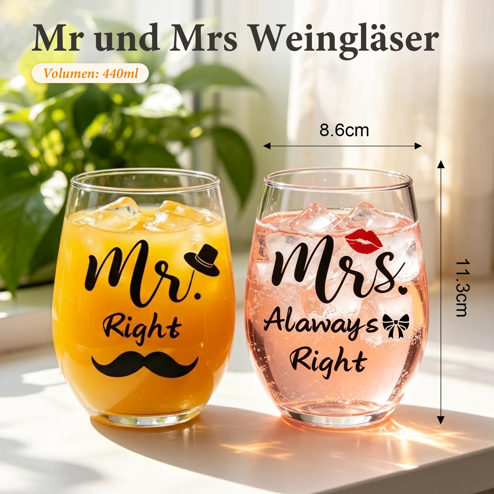 MOTONG Hochzeitsgeschenke für Brautpaar, 7 in 1 Geschenk Hochzeit Mr Mrs Personalisierte Gläser Schürze Handtuch und Karte, Hochzeitstag Verlobungsgeschenk Paar Geschenke Pärchen Jahrestag Geschenk