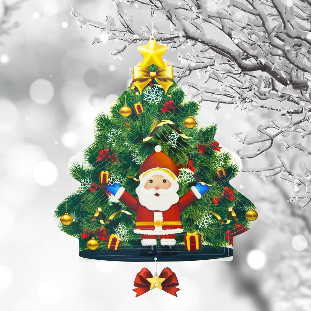 Joozer 3D Stainless Steel Wind Spinner 12 Inch Christmas Windmill