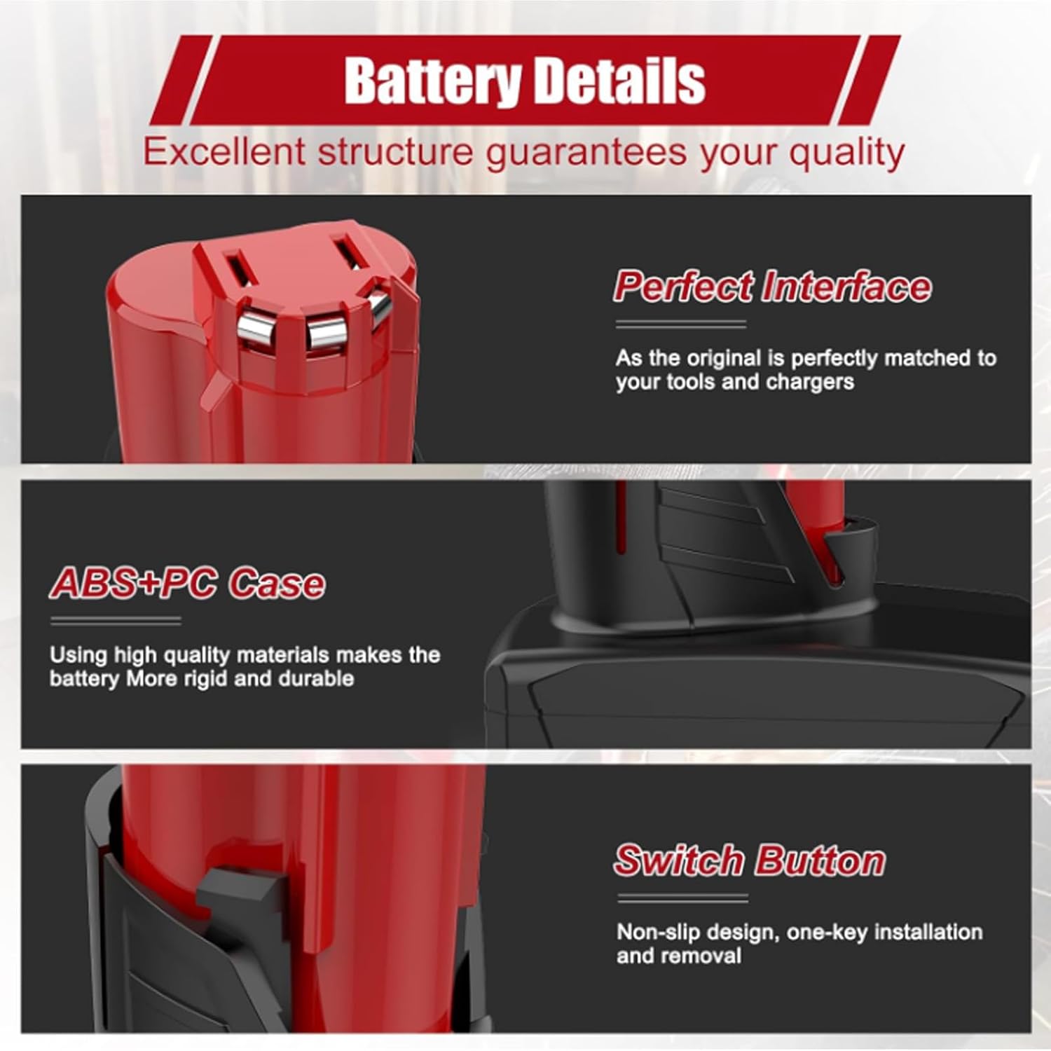 12V 6.0Ah Batteres Replacement for Milwakee M12 Battery and Charger Kit 12V Lithium Batteries Compatible with Milwakee 12 Volt 48-11-2420 48-11-2401 48-11-2402 48-11-2430 48-11-2440 Cordless Tools - Image 2
