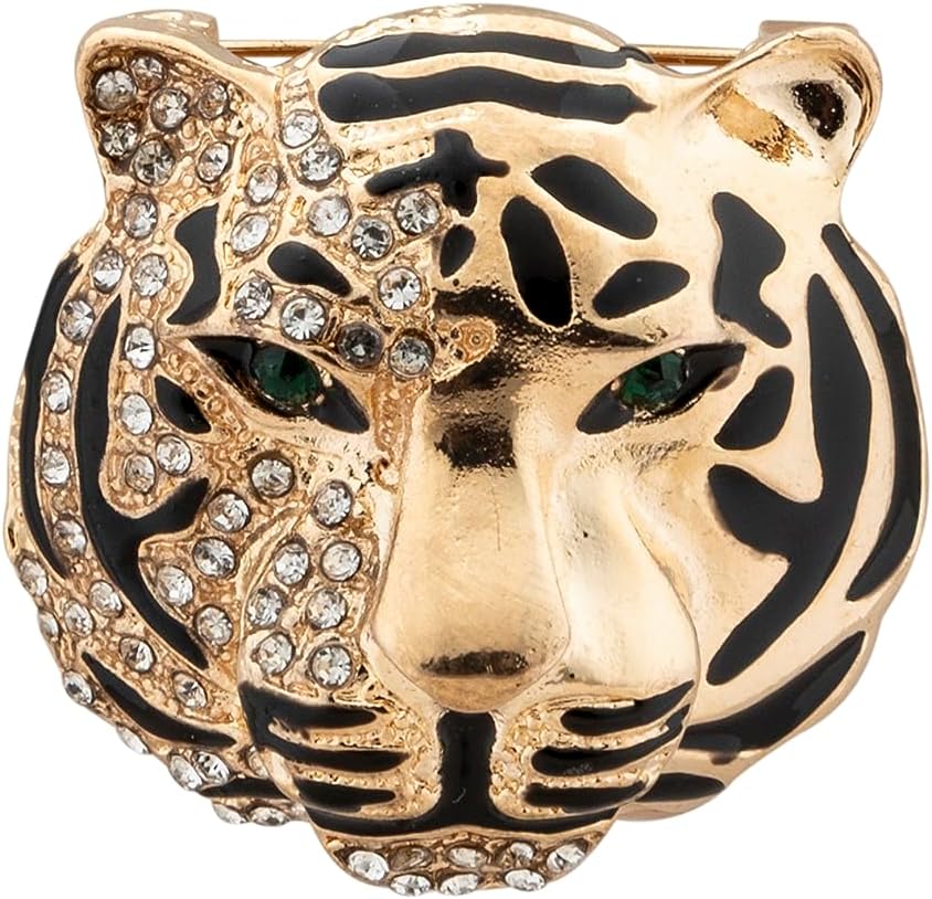 Knighthood Cute Animal Golden Tiger Head Brooch Men's Lapel Pin Shirt Enamel Broches Clothing Badge