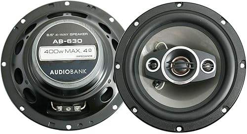 Miniatura 2 de 2 altavoces coaxiales estéreo Audiobank AB-630 de 400 vatios de manejo de potencia de 6.5 pulgadas de audio para automóvil de 4 vías con respuesta