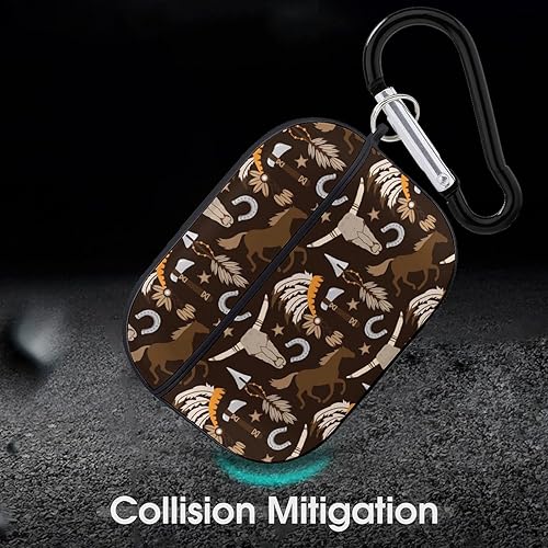 Miniatura 6 de Funda de diseño plano occidental para Airpods Pro (21 generación) con llavero, funda protectora completa a prueba de golpes, funda rígida de